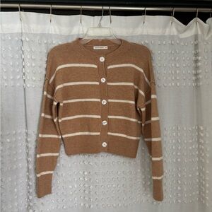 Striped Tan and White Women's Sweater